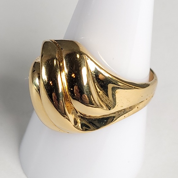 Ultimate Trading Corp Jewelry - UTC Gold Vermeil Sterling Silver Ribbed Dome Statement Ring Size 10 5.39g